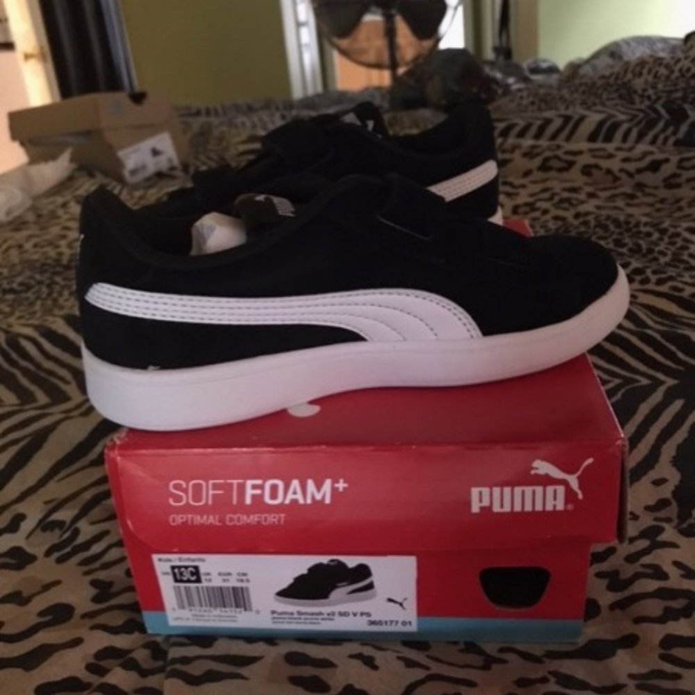 Kids PUMA smash black suede size 13